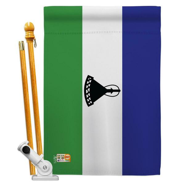 Cosa 28 x 40 in. Lesotho Flags of the World Nationality Impressions Decorative Vertical House Flag Set CO4100050